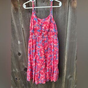 Vibrant Pink and Blue Floral Dress Gap M